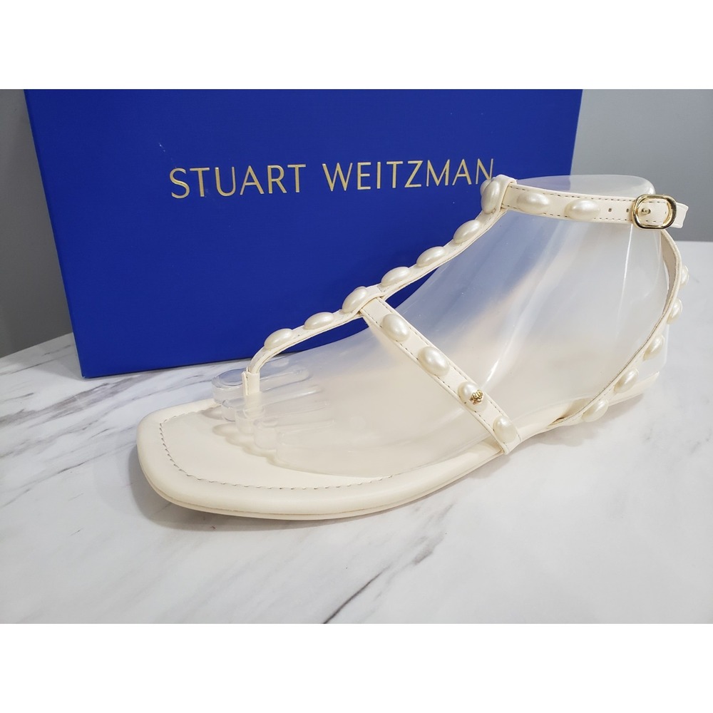 Stuart‎ Weitzman Pearlita Seashell Sandals - US 7.5 Ivory Ankle Strappy Wedding